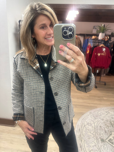 Charlie B Reversible Plaid Jacket-cacao
