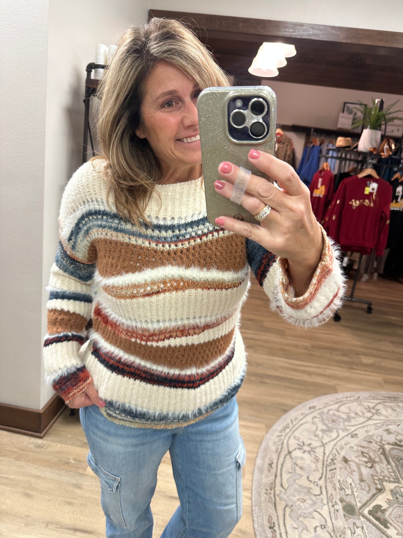 CHARLIE B Patchwork Drop Shoulder Sweater