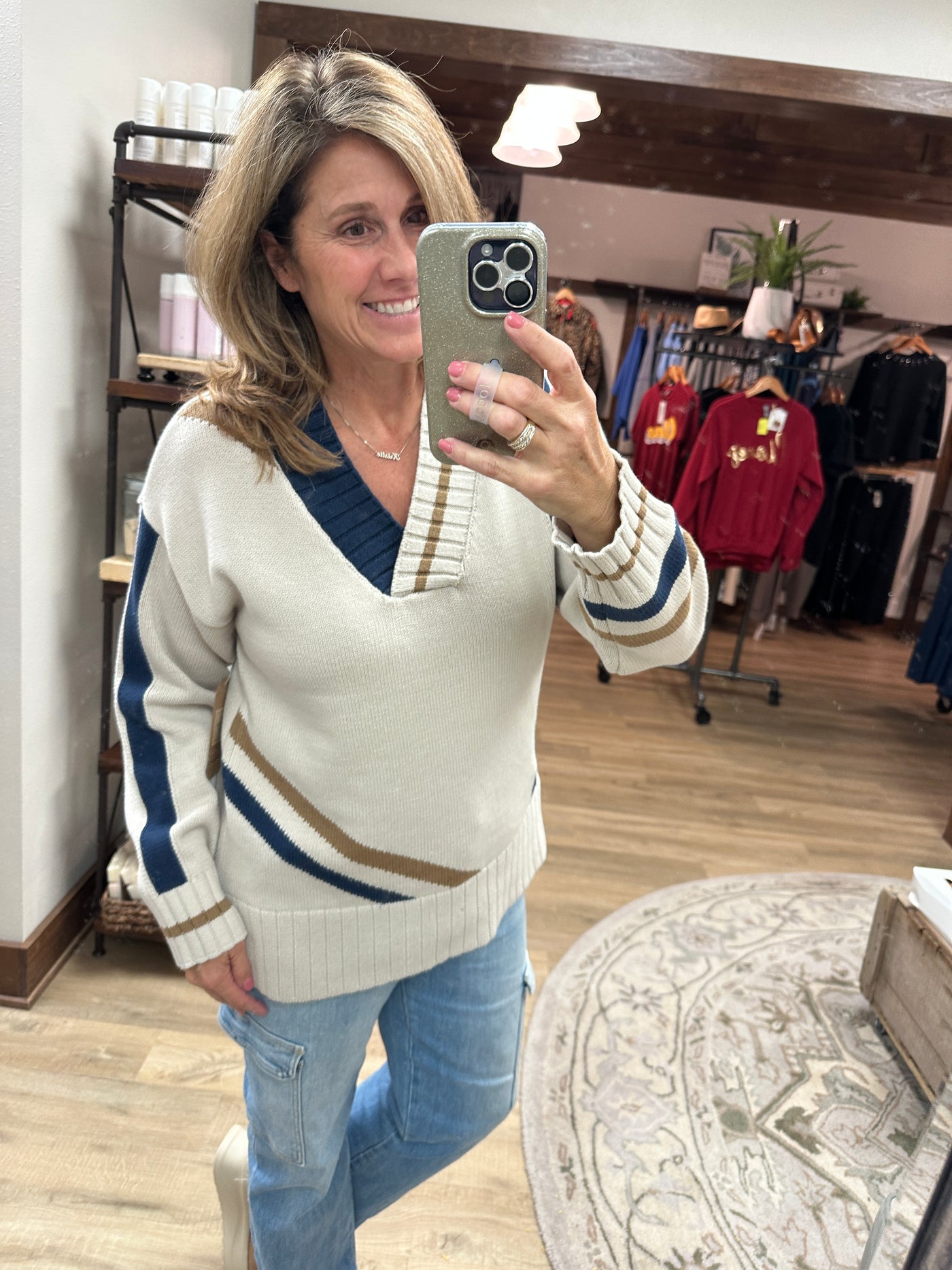 V Neck Varsity Sweater