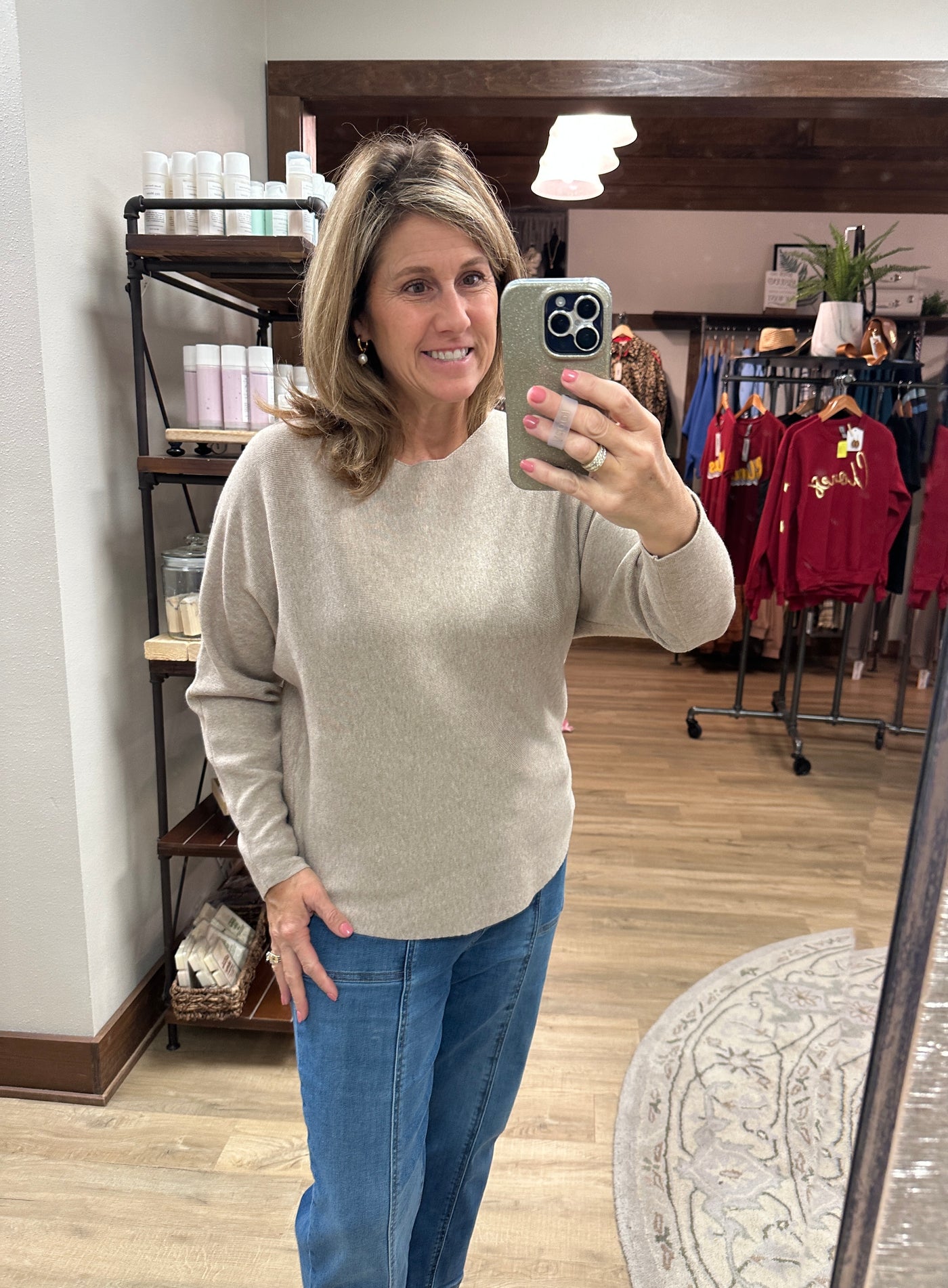 Mocha Curved Hem Sweater