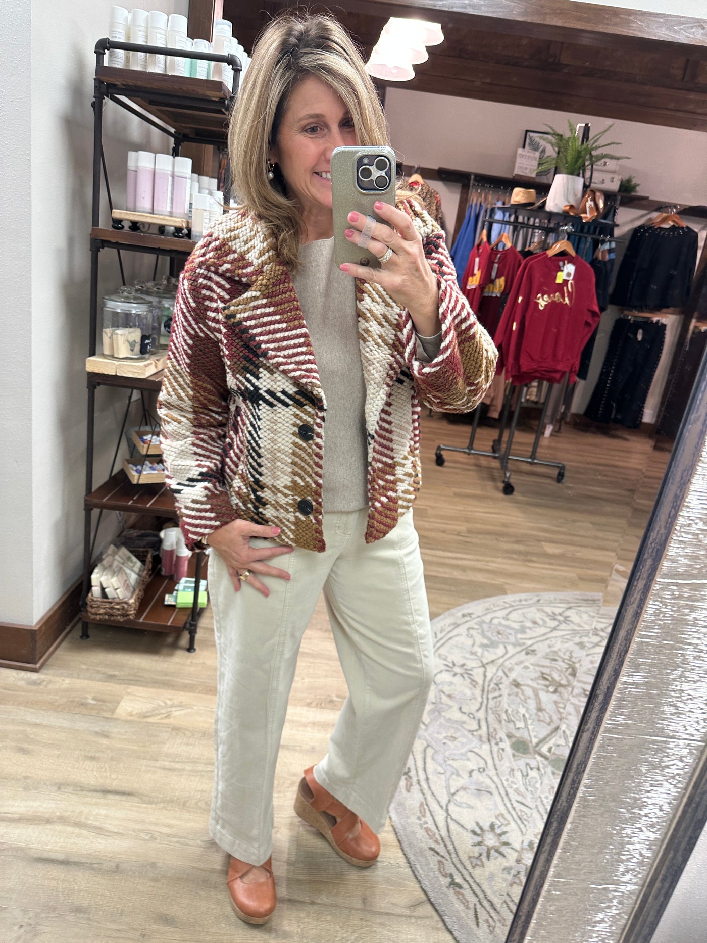 Tru Luxe Oatmeal Twill Crop