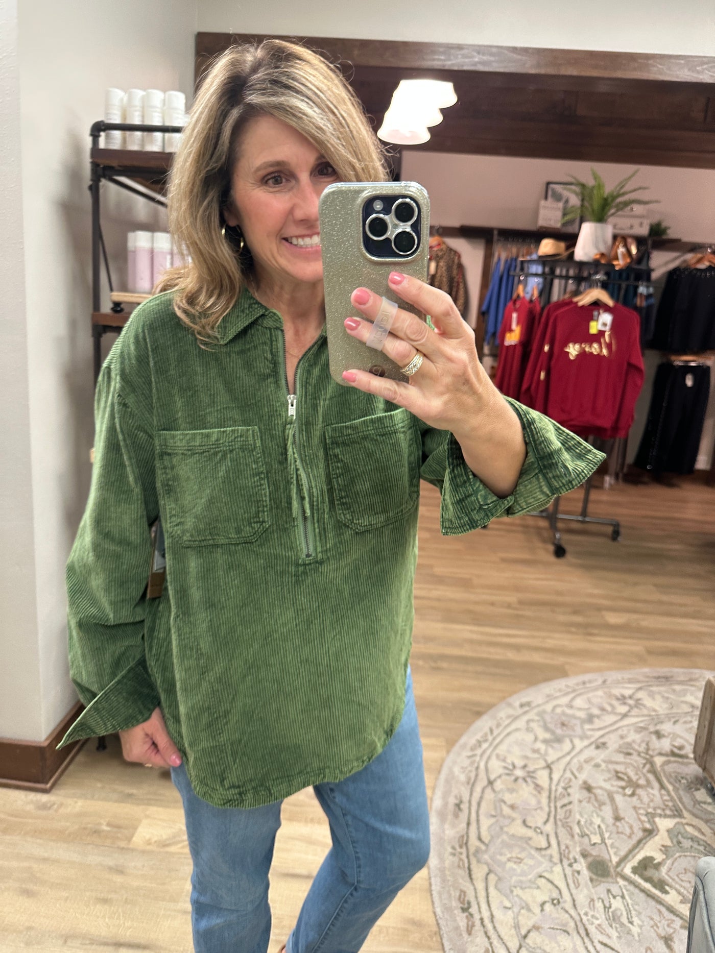 Tru Luxe Olive Corded Pull Over
