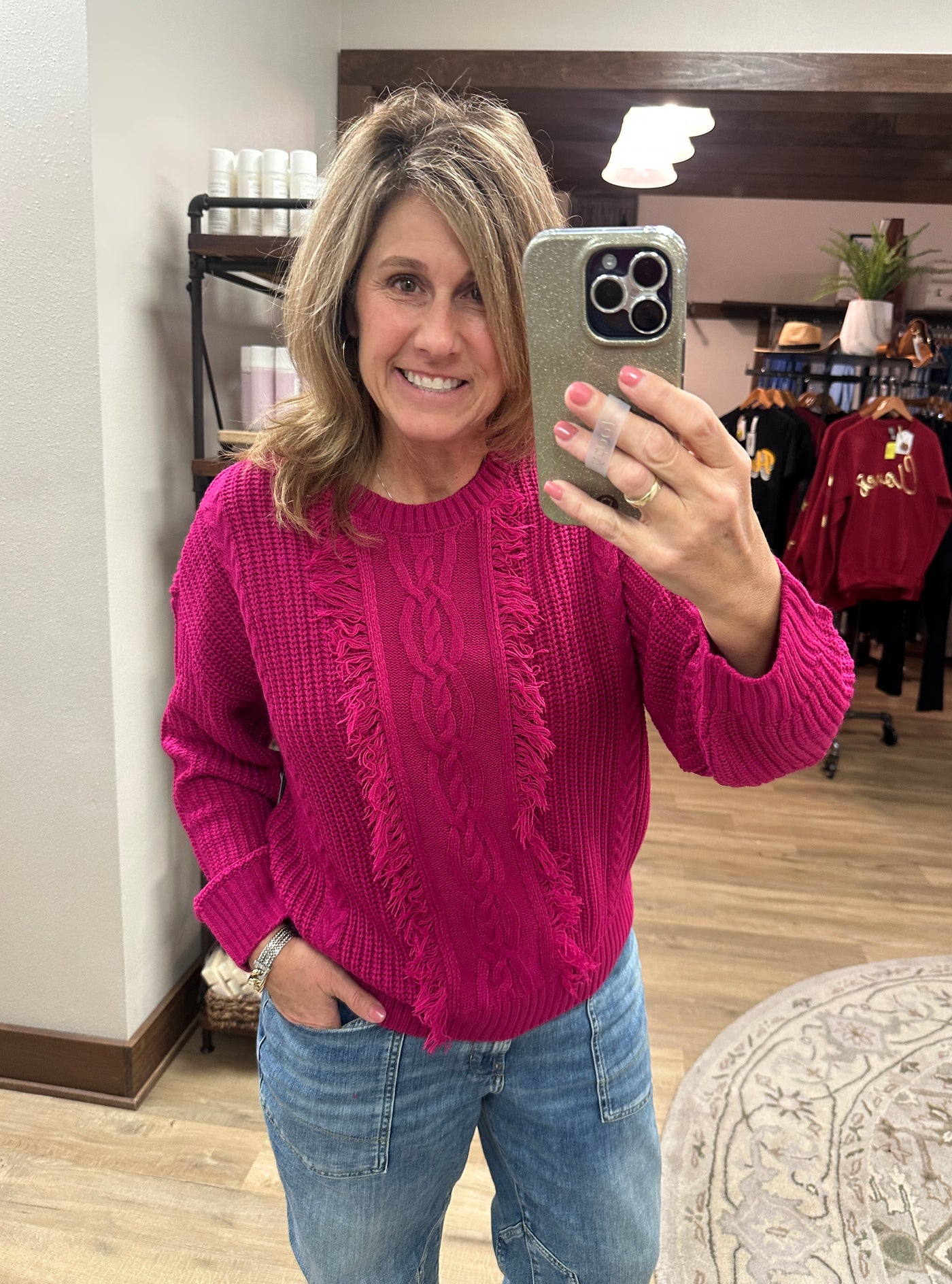 Liverpool Mock Neck Sweater w/fringe