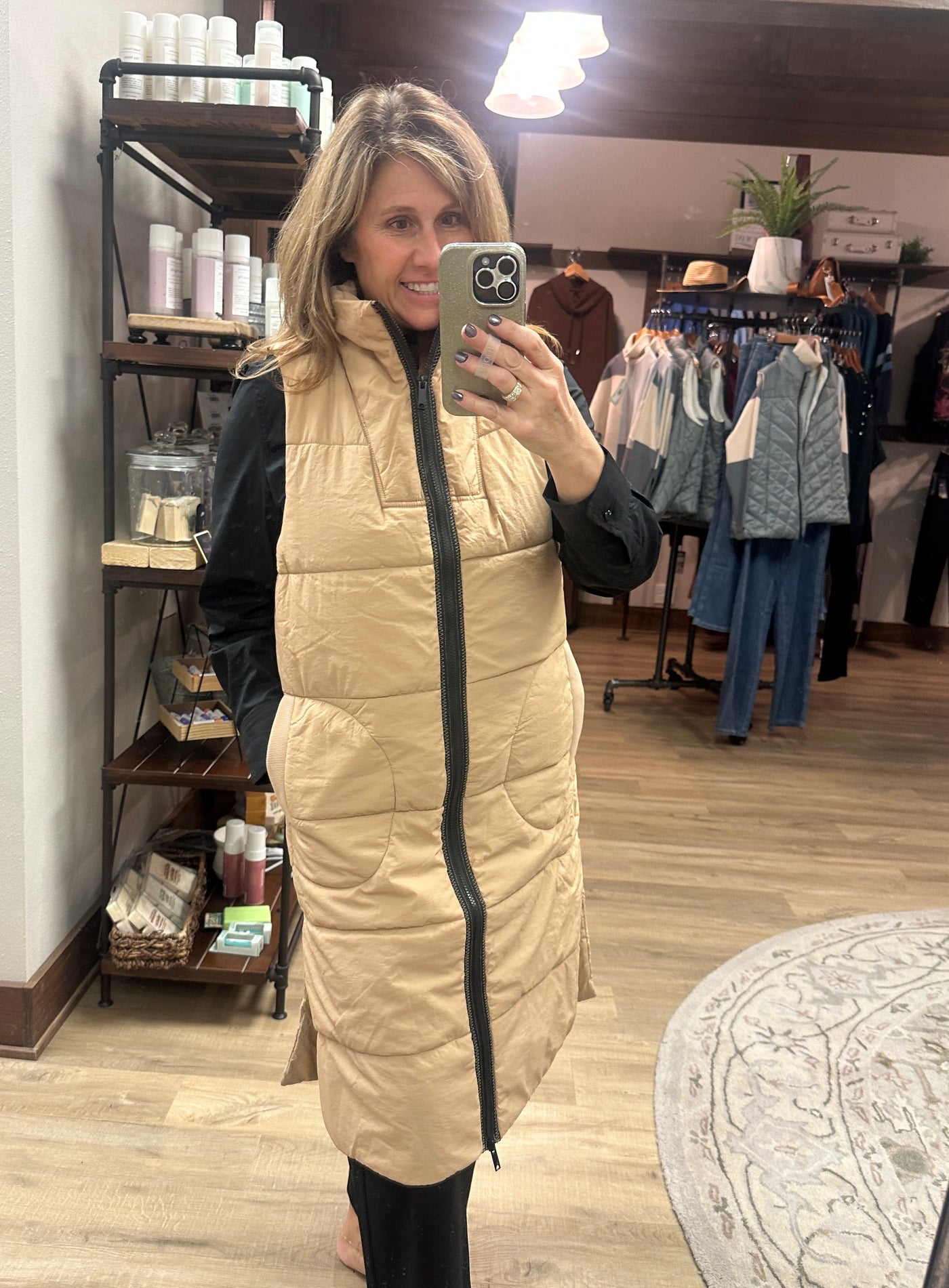 Tribal Longline Zip-Front Quilted Vest