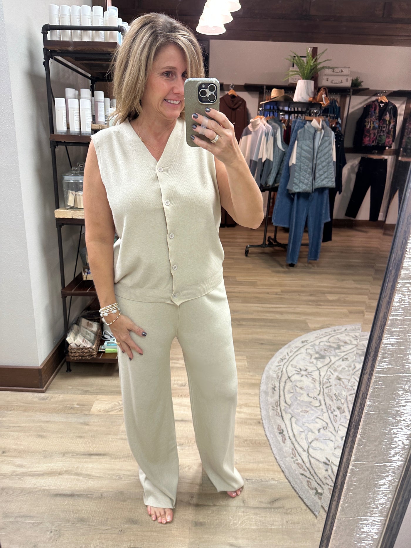 Beige Button up Vest