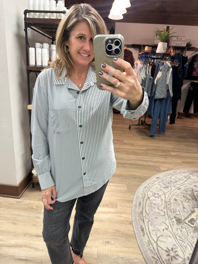 APNY Gray Stripe Blouse