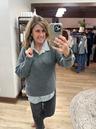 APNY Gray Stripe Blouse