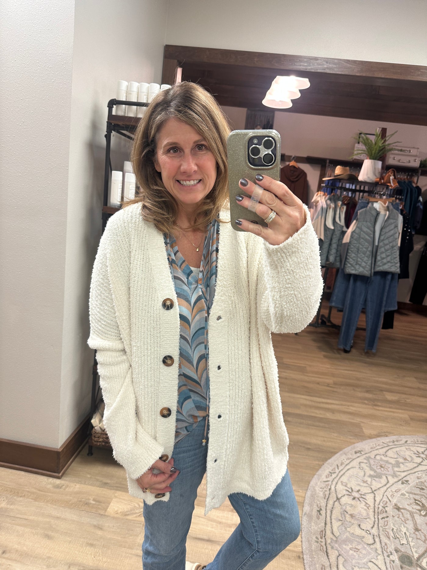 Ivory Brushed Sweater Cardigan