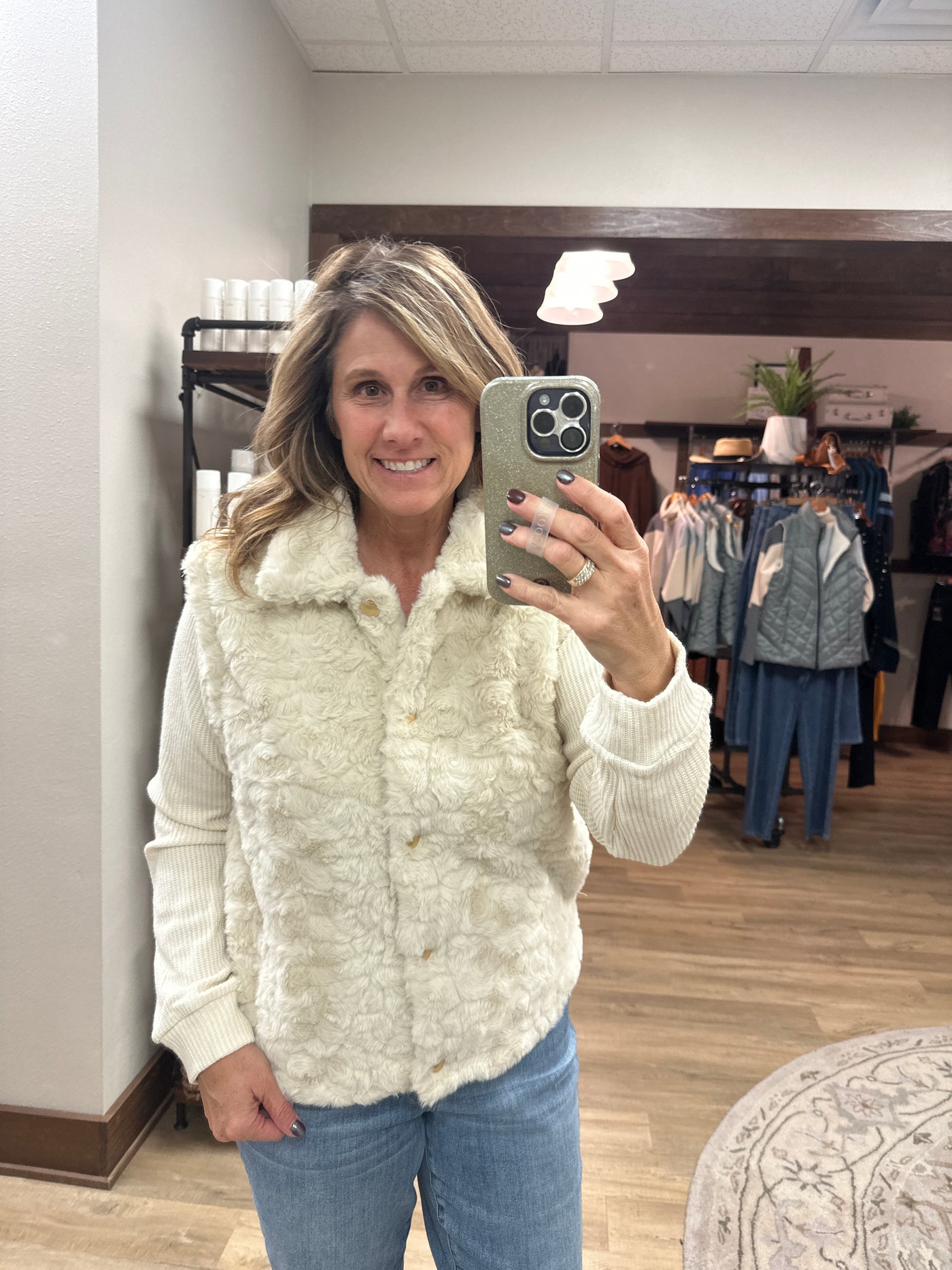 Knit Sleeve fur jacket