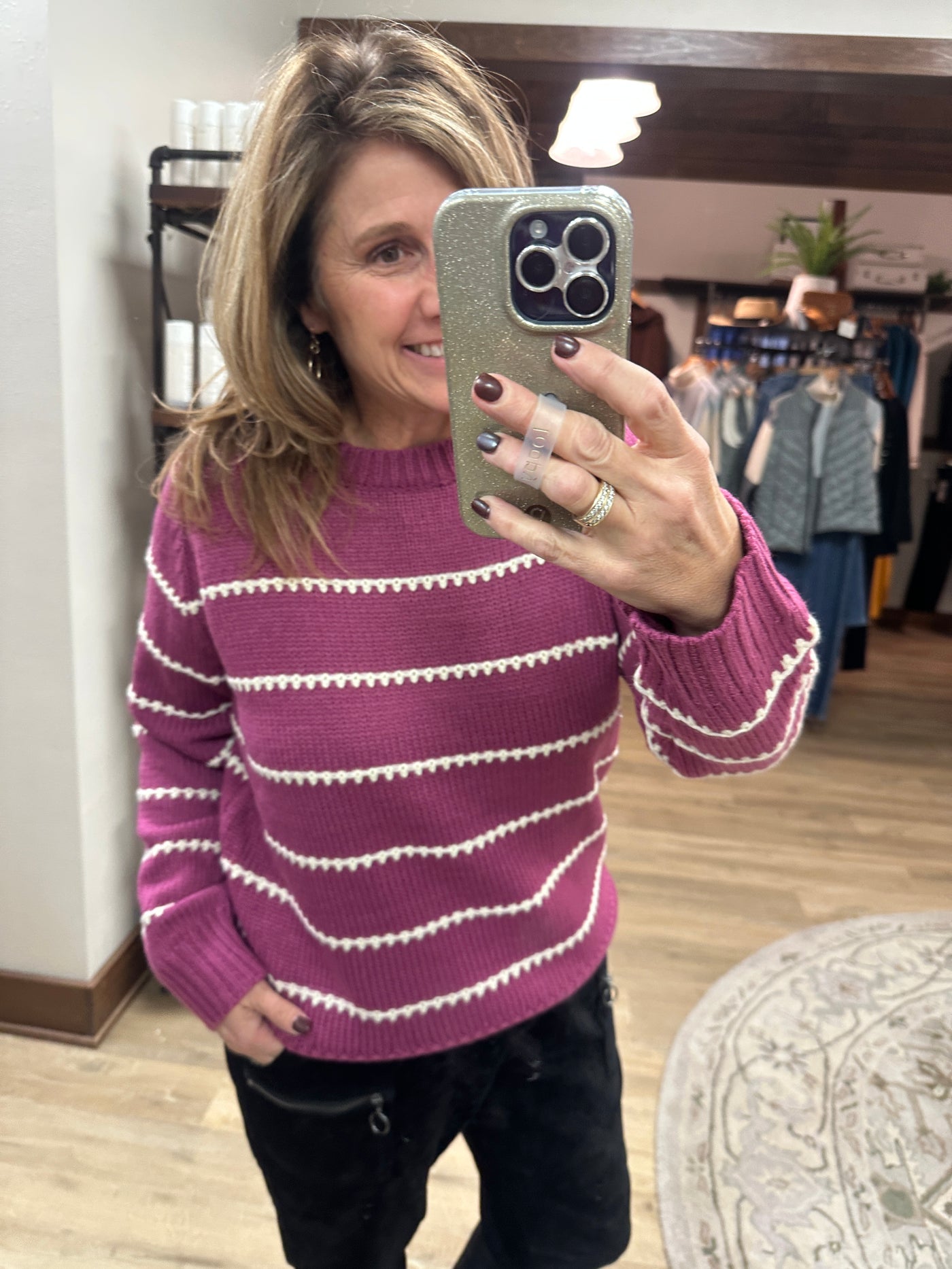 Magenta Stripe Sweater