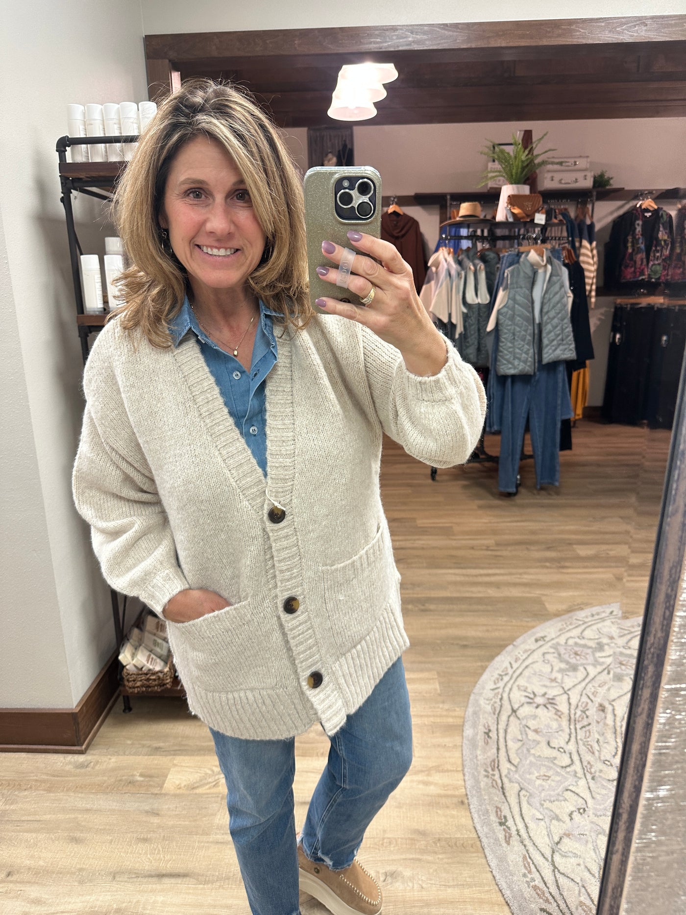 Blue Thread  by Tribal Oversized  Boyfriend  Cardigan