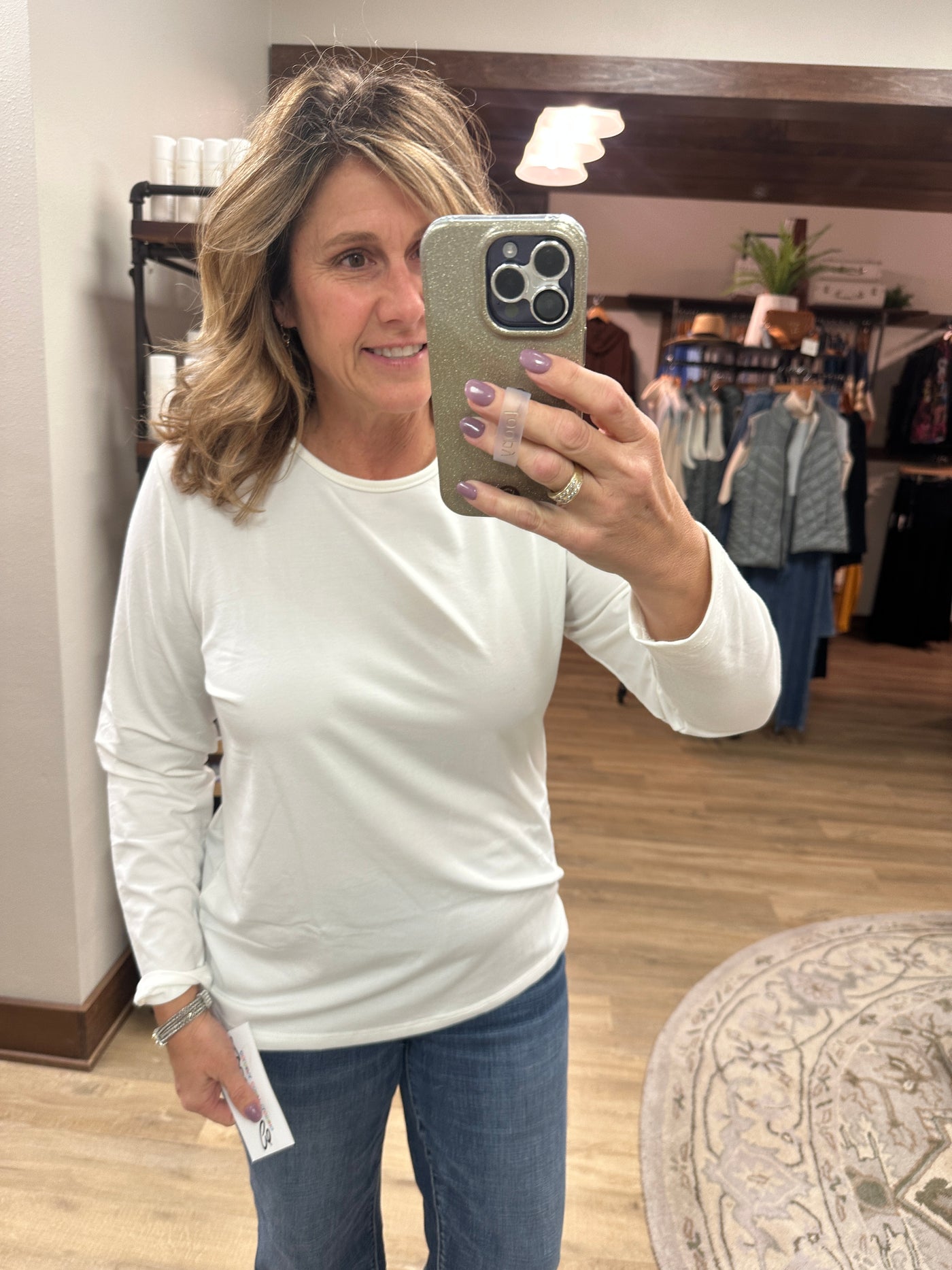 Lulu B Long Sleeve White Tee