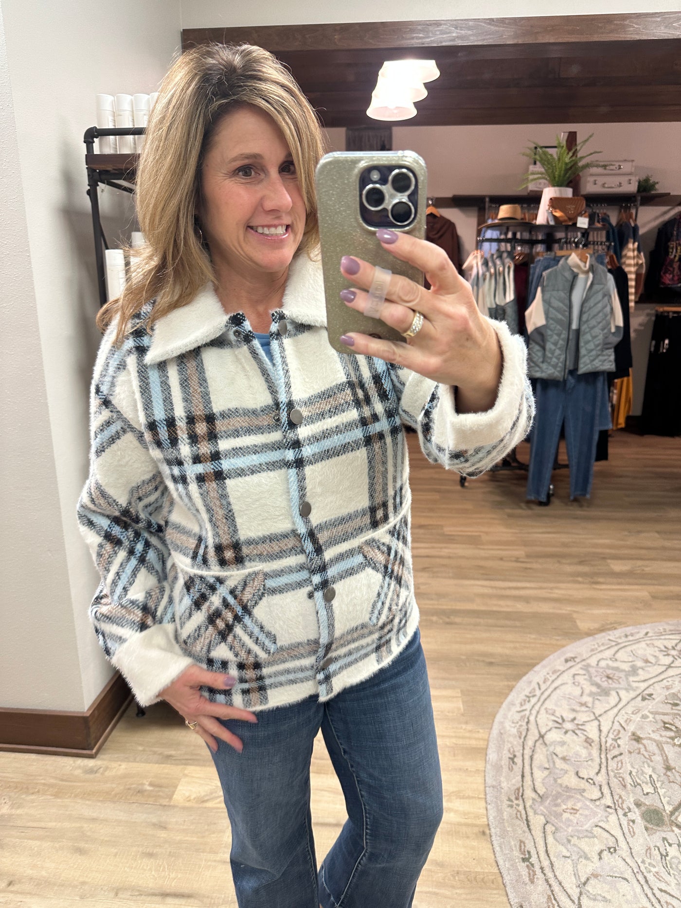 Charlie B Plaid Eyelash Jacket