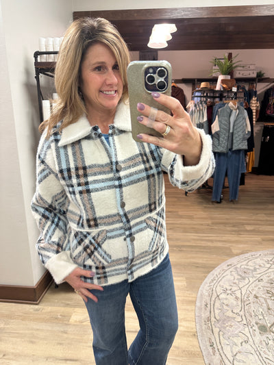 Charlie B Plaid Eyelash Jacket