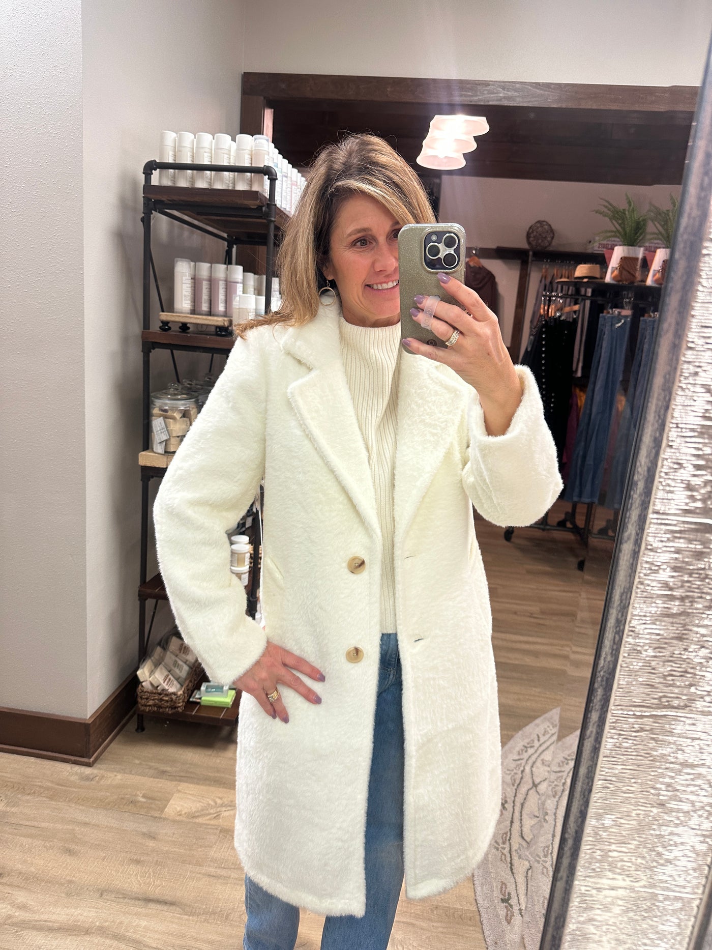 Tribal PLUSH BUTTON-FRONT COAT