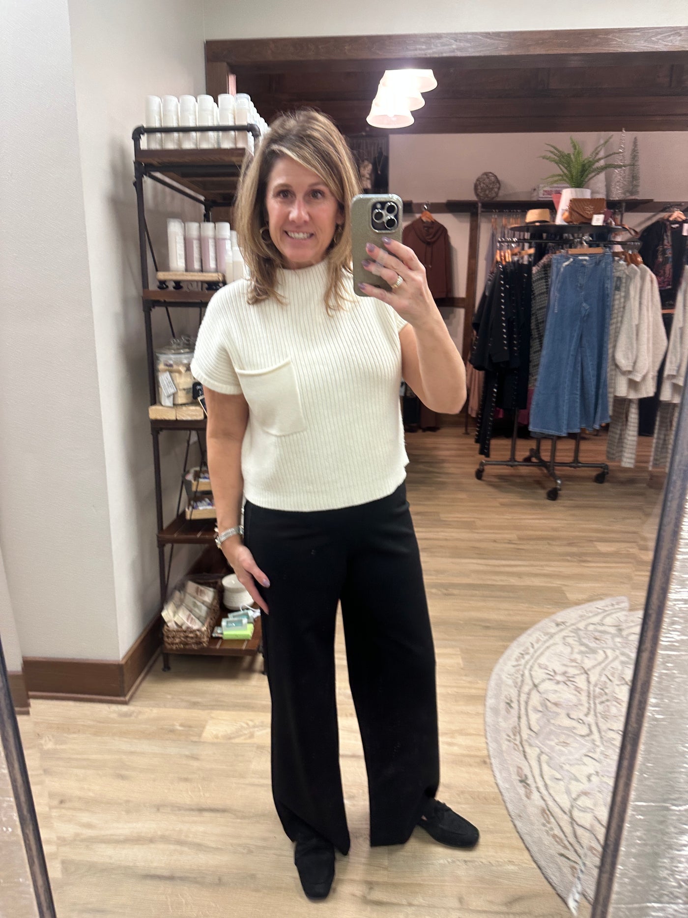 Charlie B Pull-On Ponte Wide Leg Pants