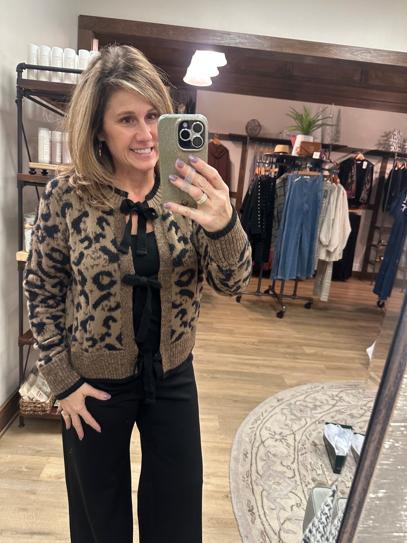 Charlie B Bow Leopard Sweater