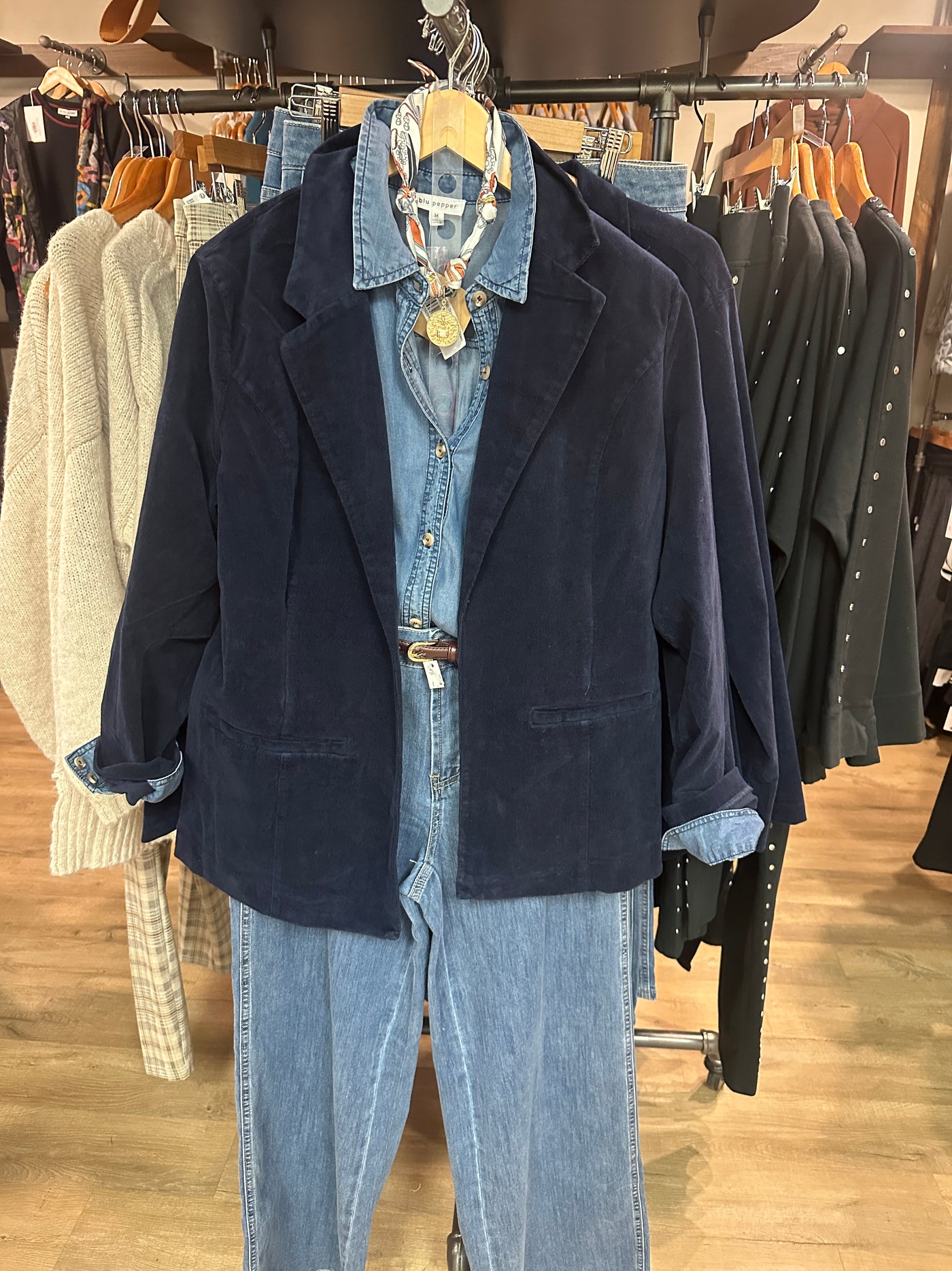 Liverpool Velvet Boyfriend Blazer With Princess Darts