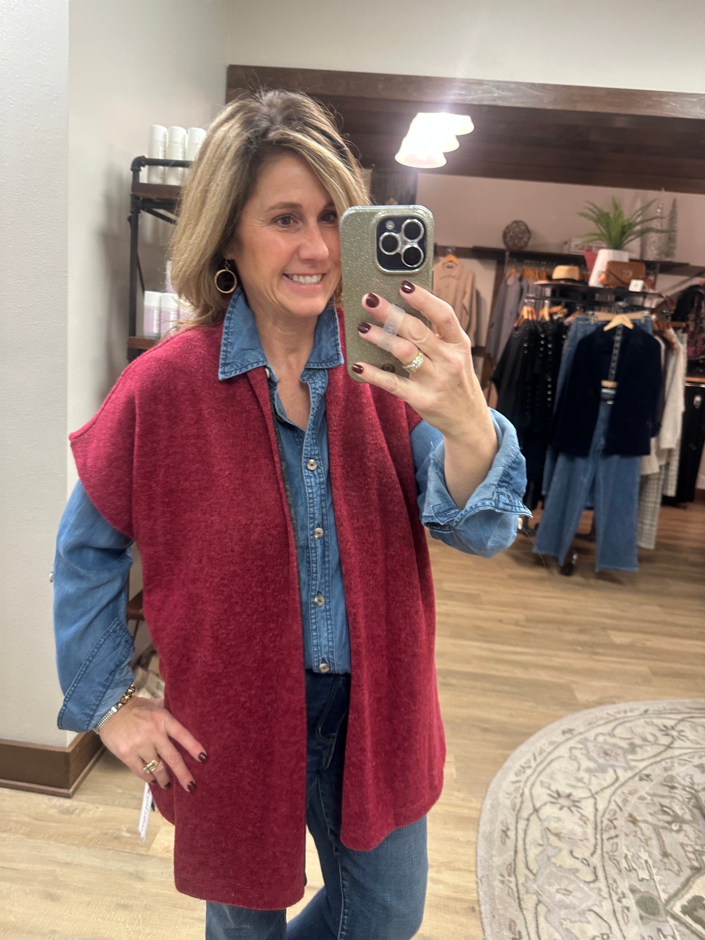 Reversible red/charcoal Cardi