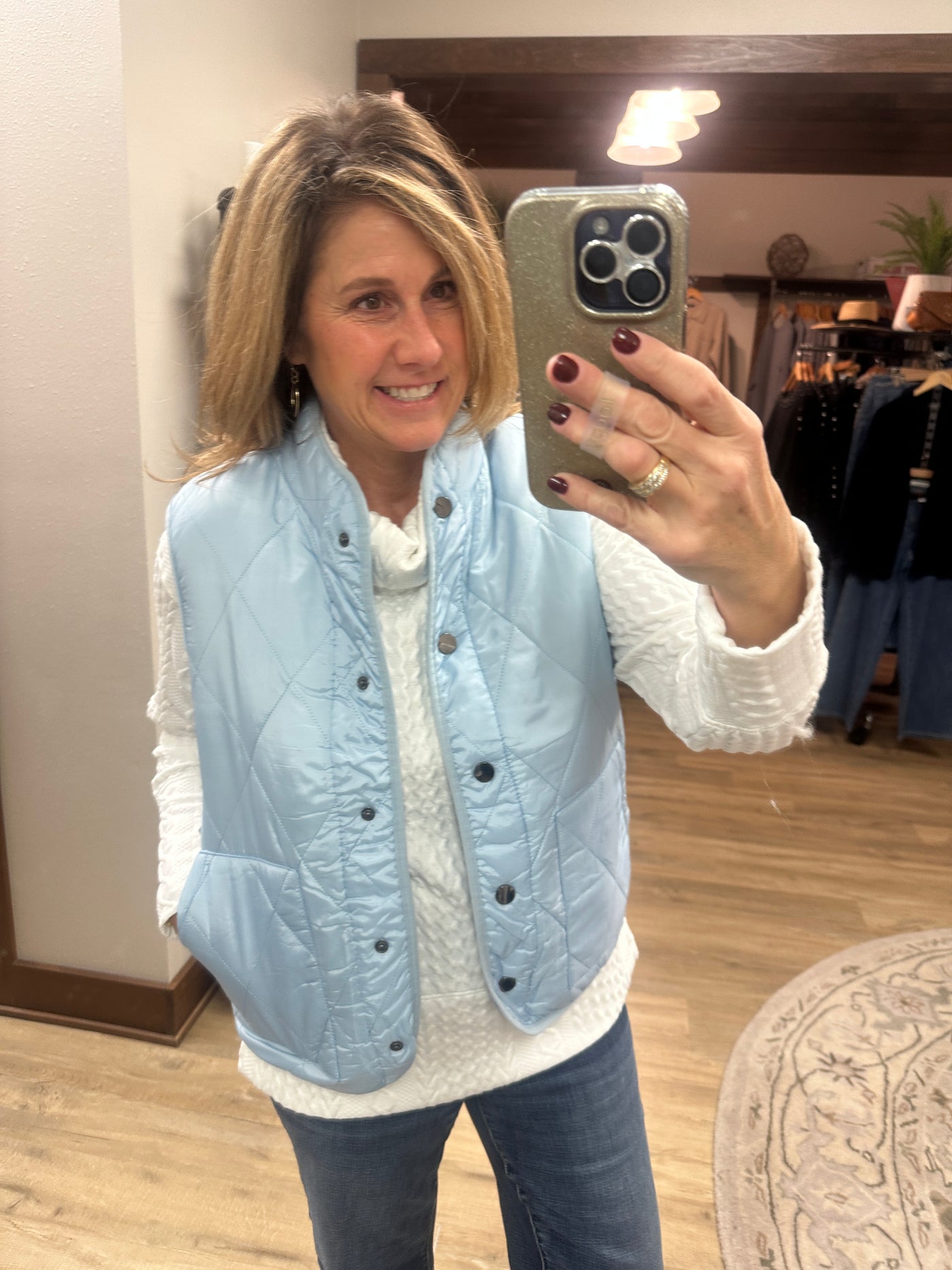 Ice Blue Reversible Sherpa Vest