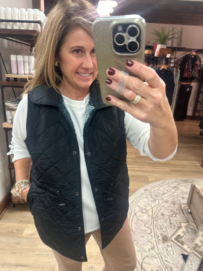 Gray/Black  Plaid Reversible Vest