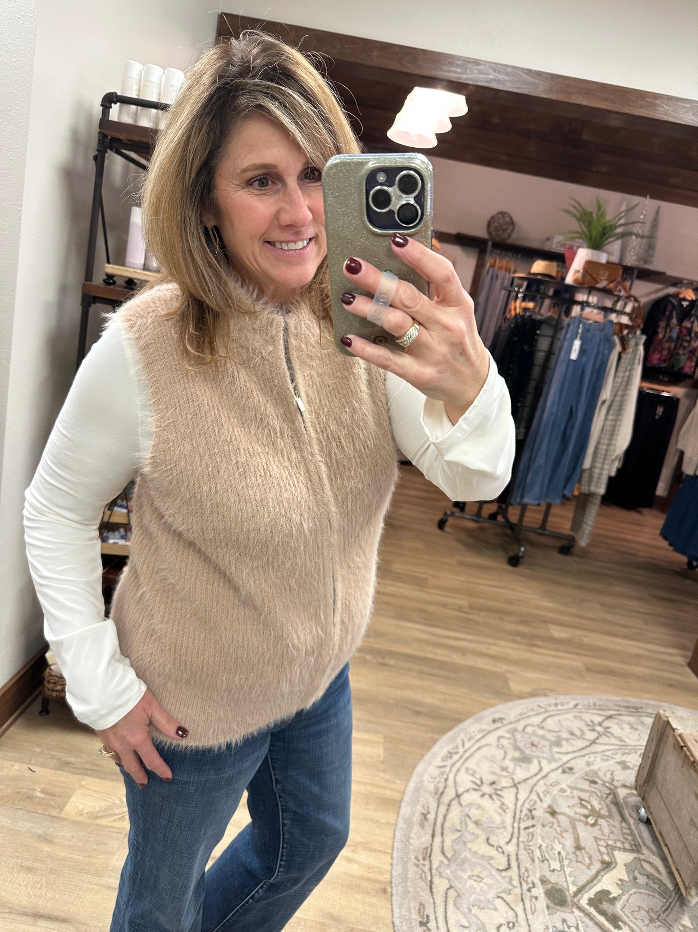 Light Sand Hairy Vest