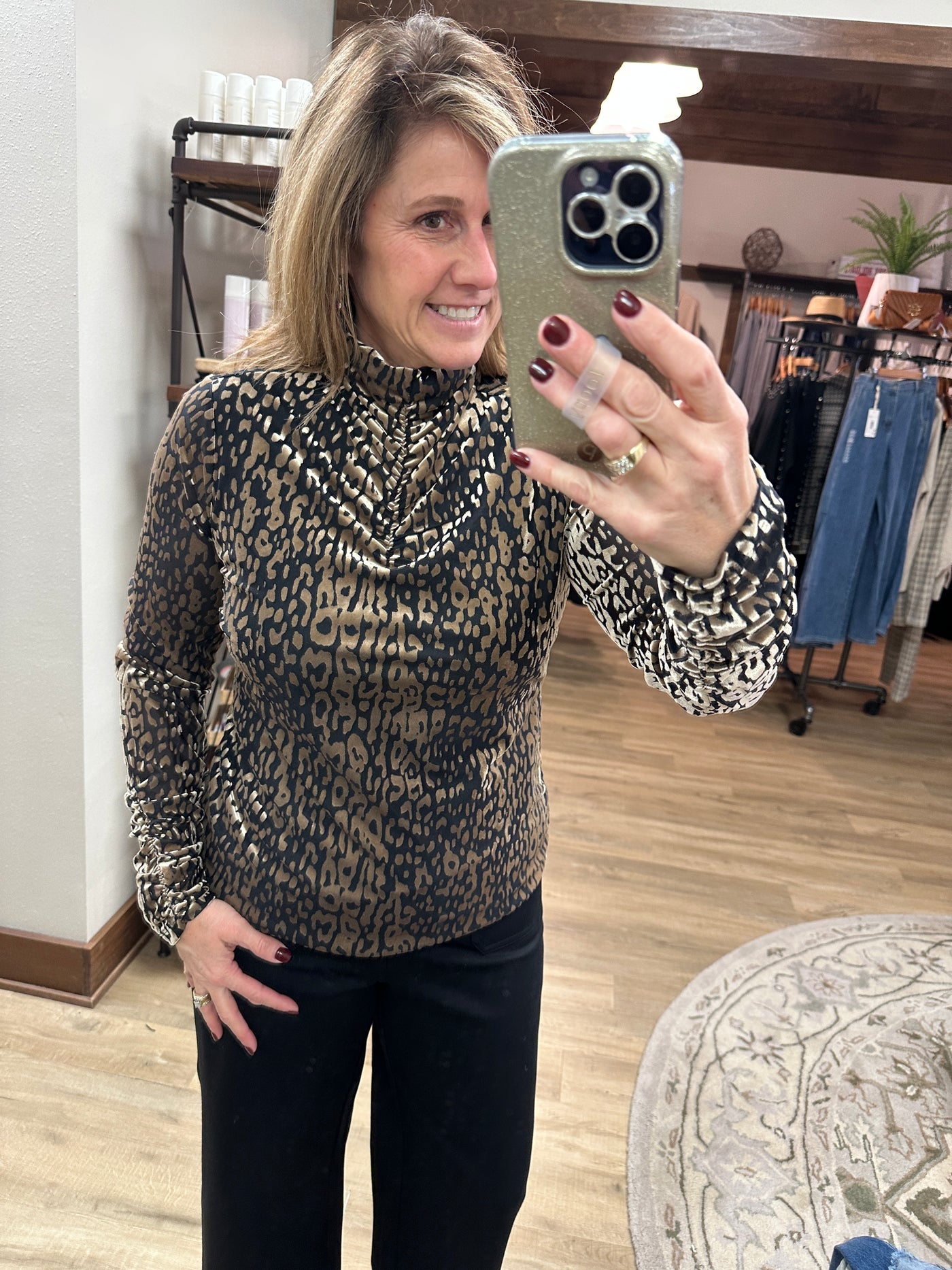 Velvet leopard MEsh Top