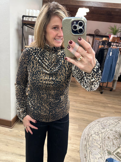 Velvet leopard MEsh Top