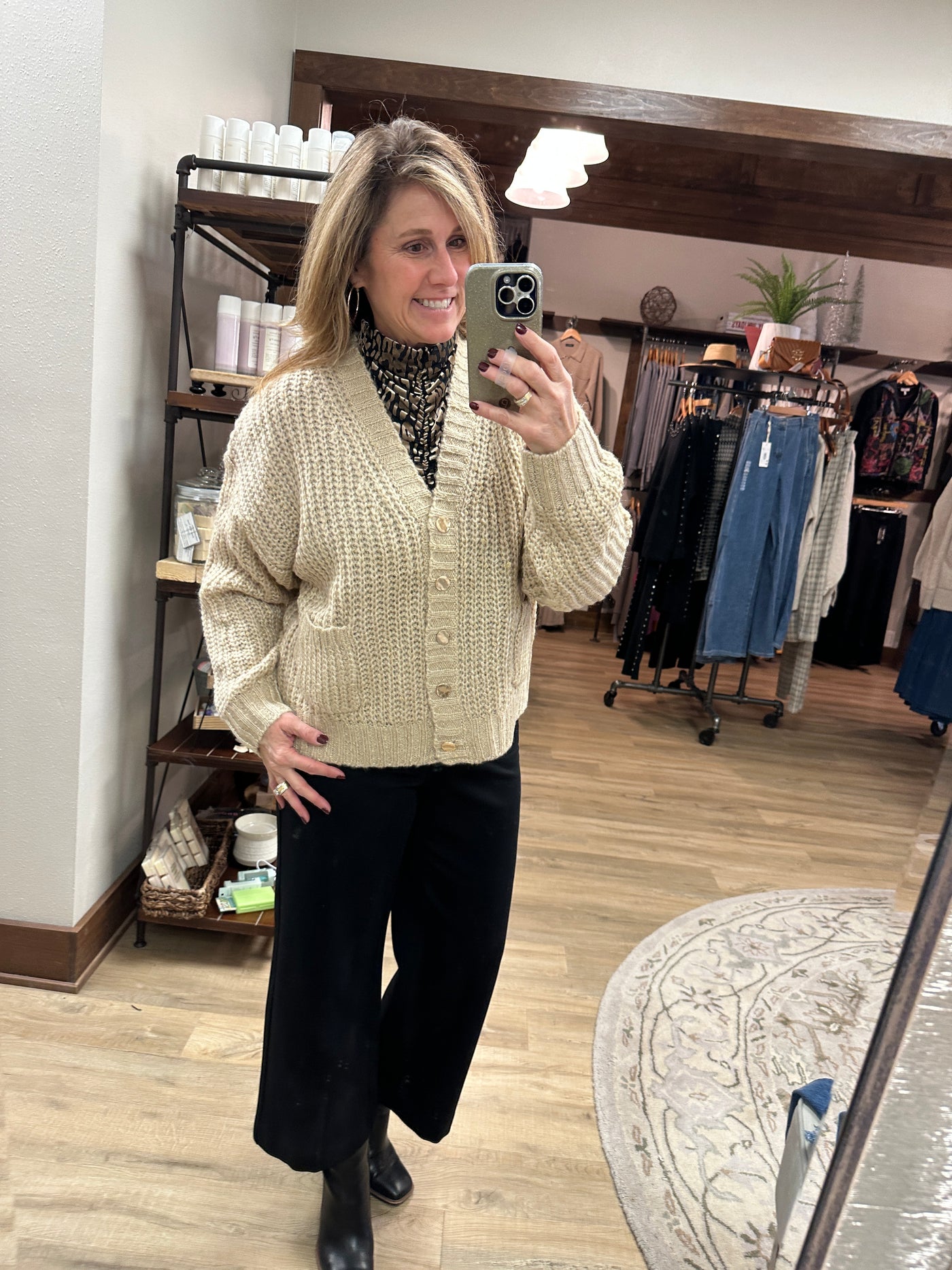 Lt Gold w/gold button Cardigan