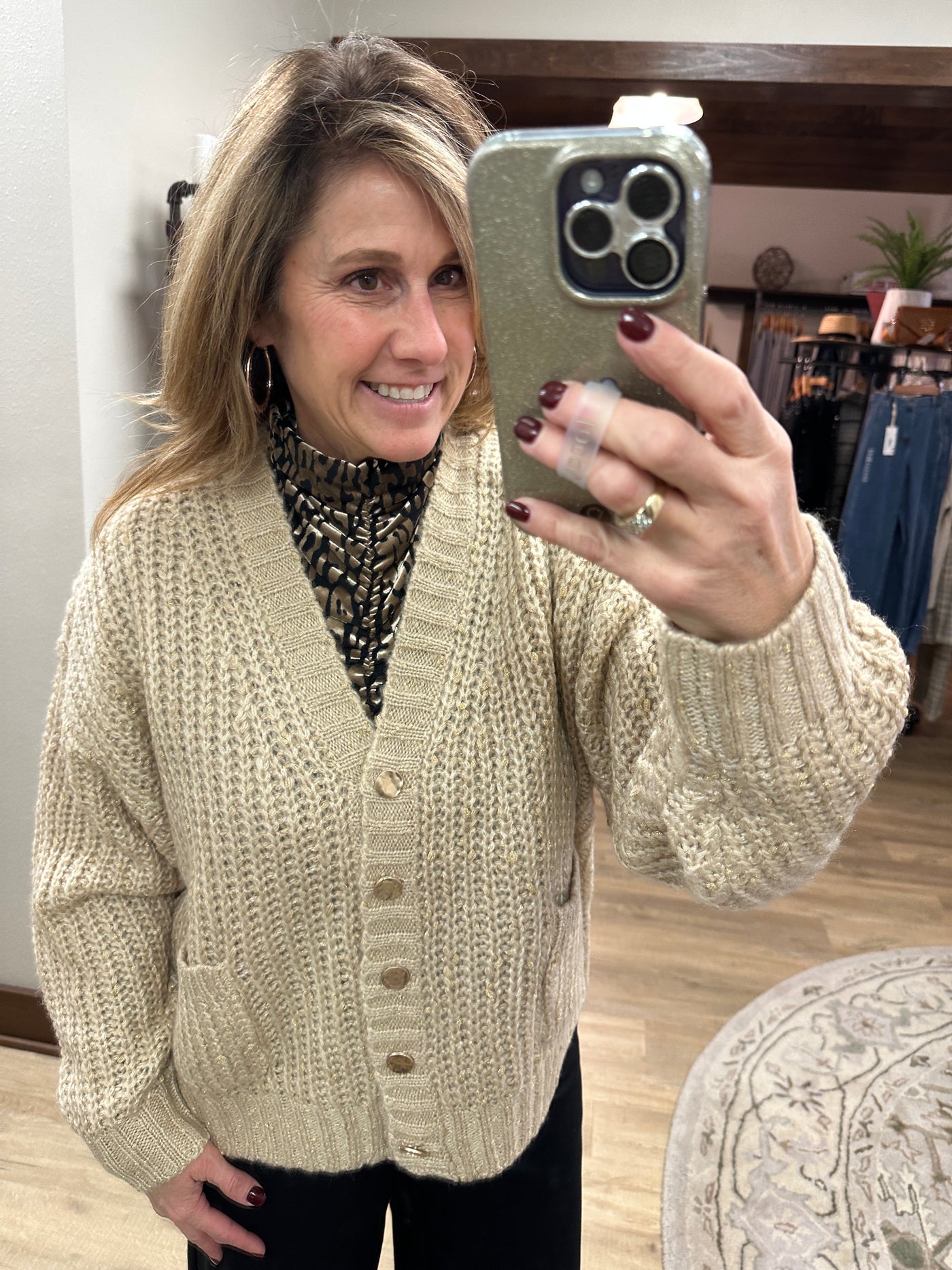 Lt Gold w/gold button Cardigan