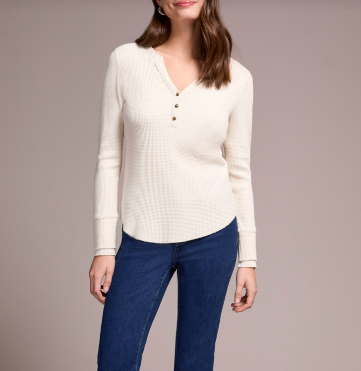 Tribal Cream Waffle Top