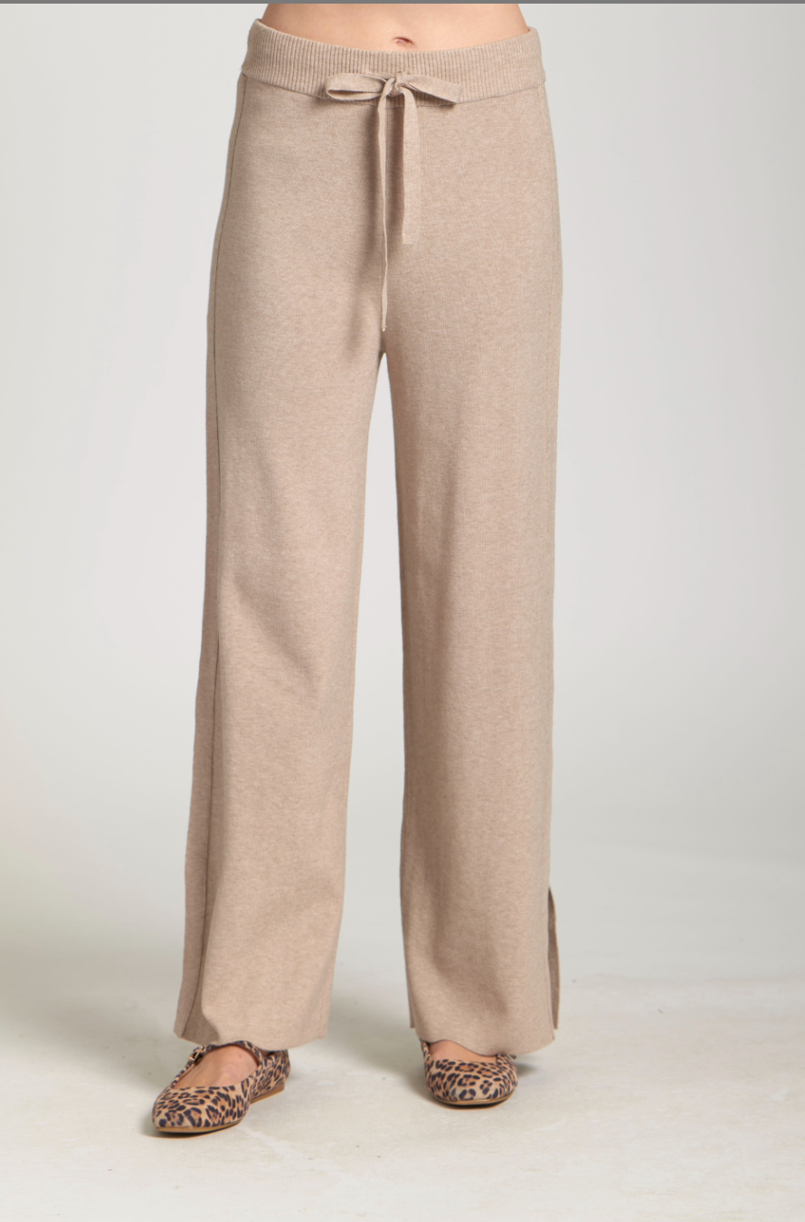 Heather Sand Pull on Split hem pant