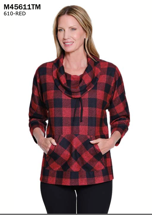 Multiples Red Buffalo Plaid Top
