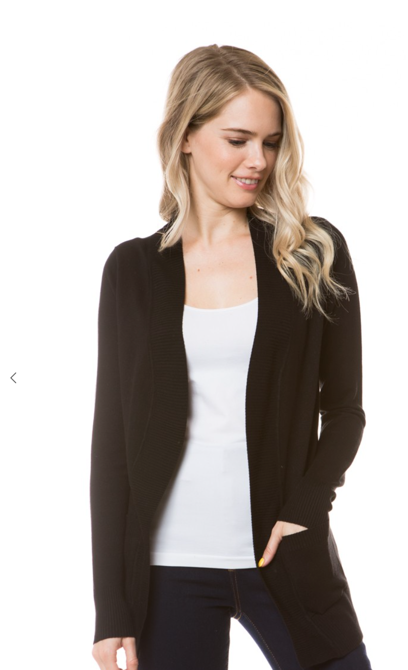 Black Banded Knit Cardigan