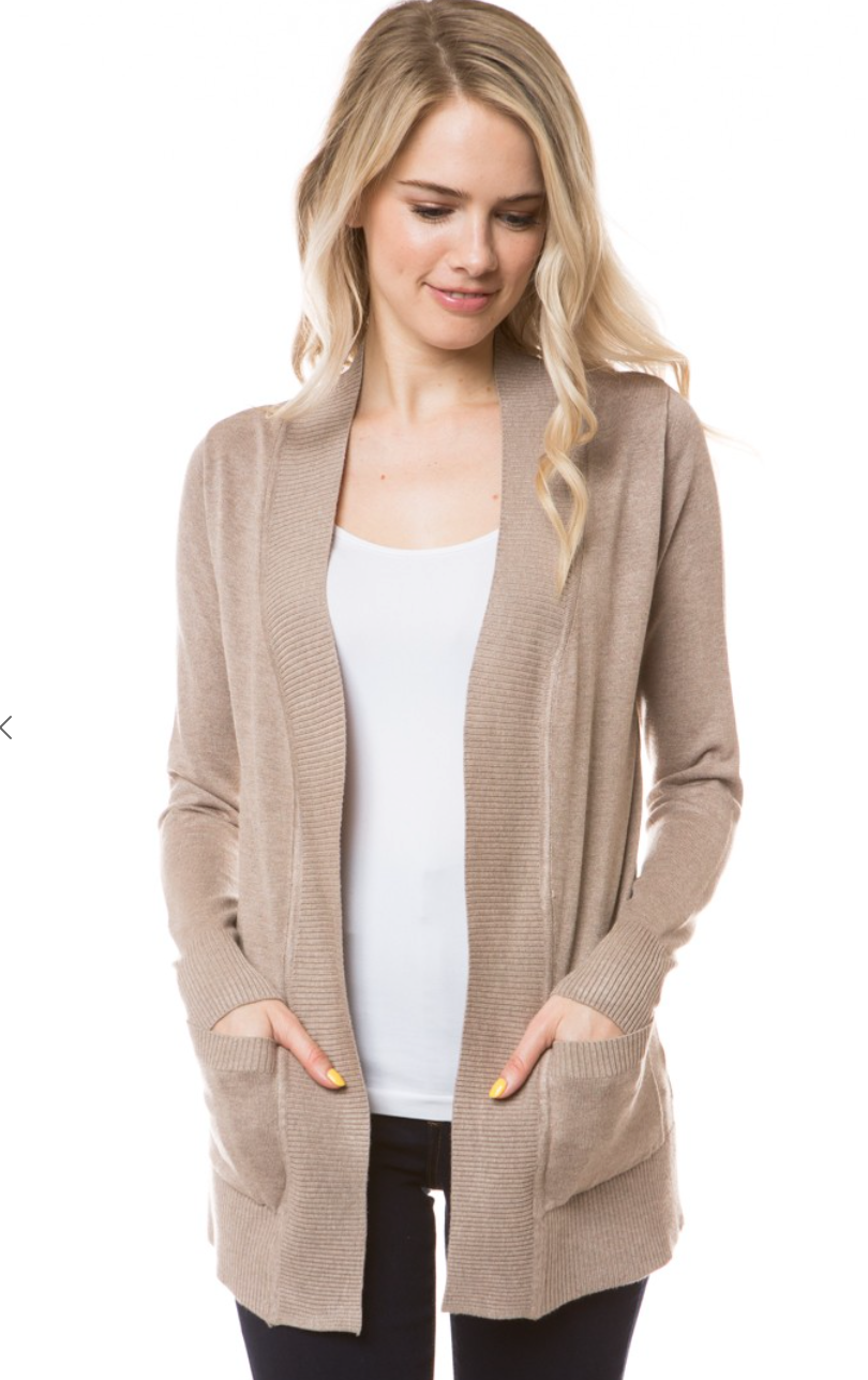 CAMEL Banded Knit Cardigan