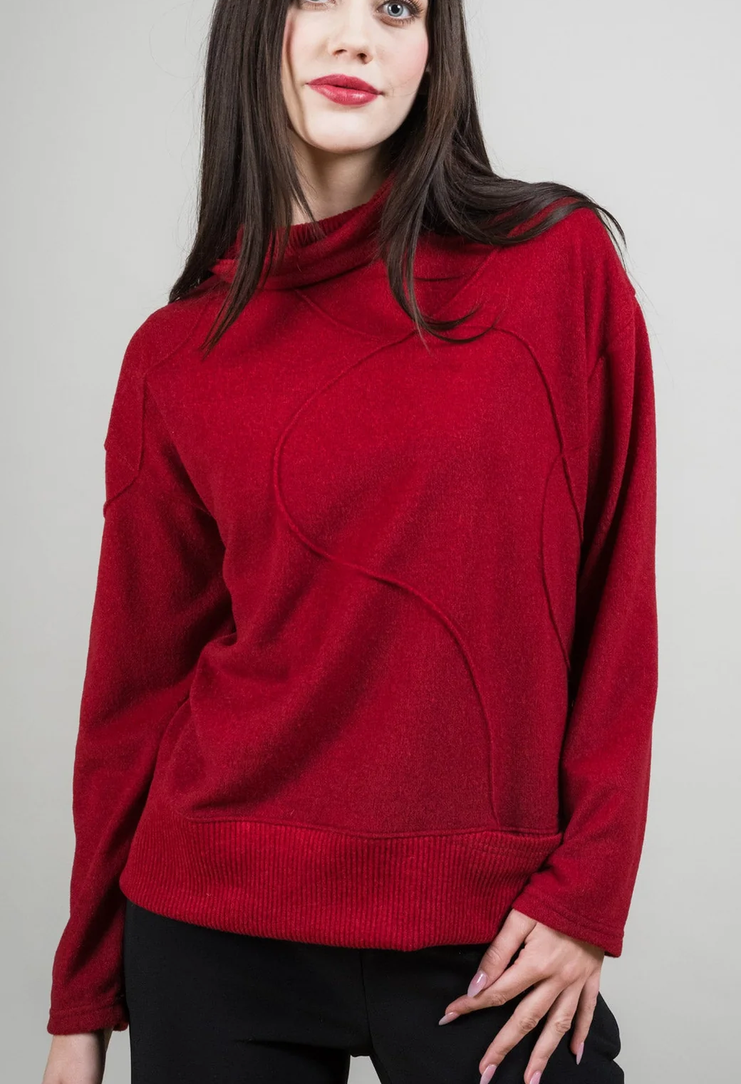 Trisha Tyler Red Mock Neck Sweater