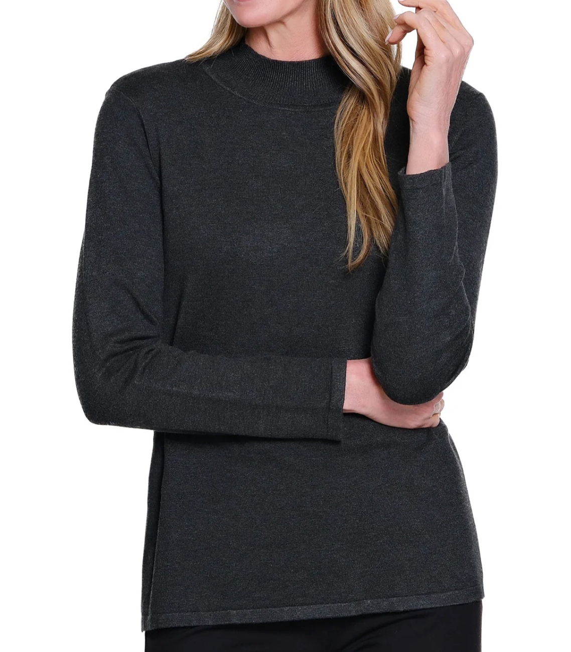 Multiples Gray Mock Neck Sweater