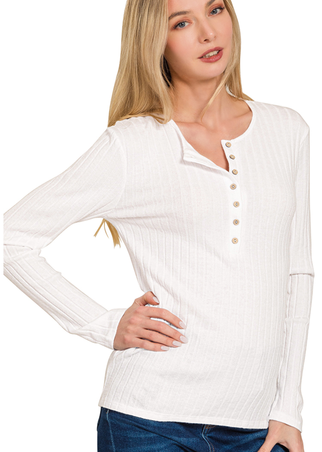Lons Sleeve Ribbed Button Down