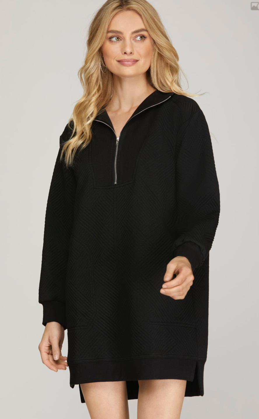 Half Zip Textured Dress