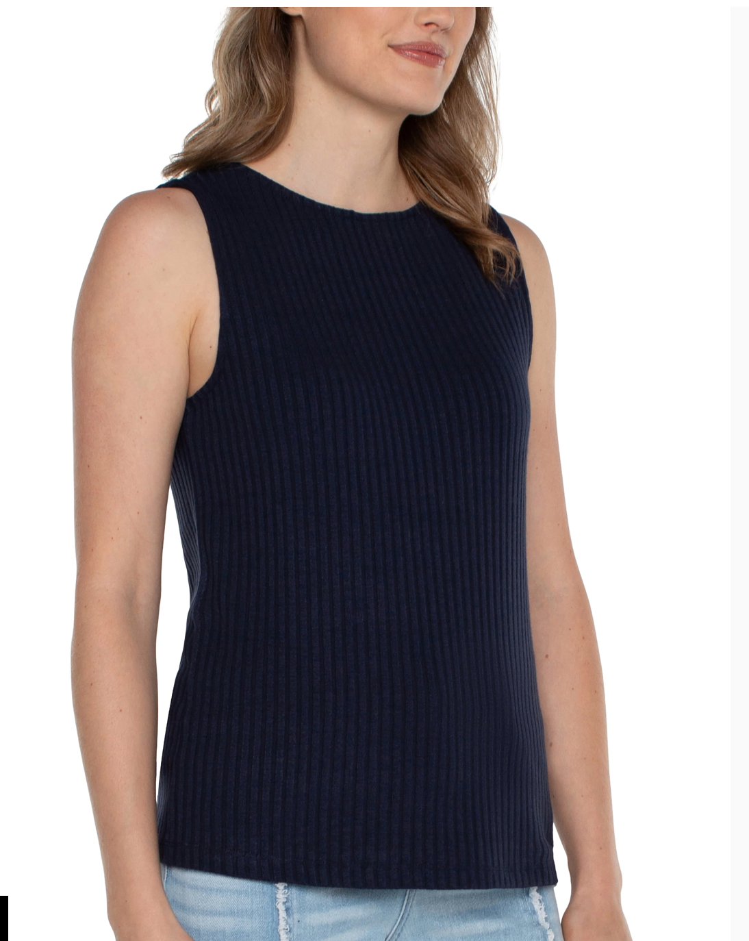 Liverpool Sleeveless Knit Tank-Navy