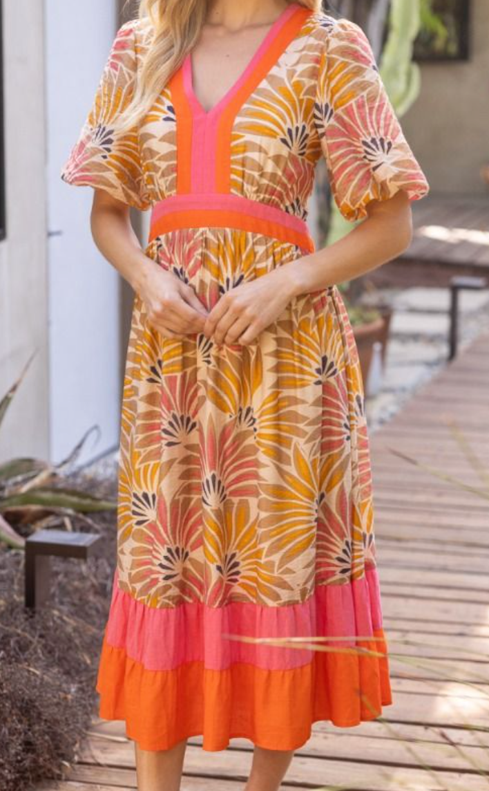 Summer Palm Print Dress
