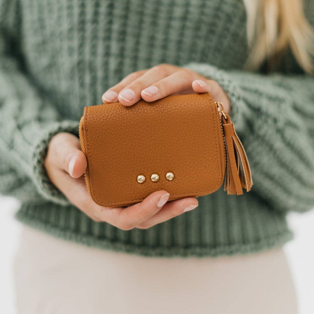 Ava Accordion Zip Around Wallet Wholesale: Brown