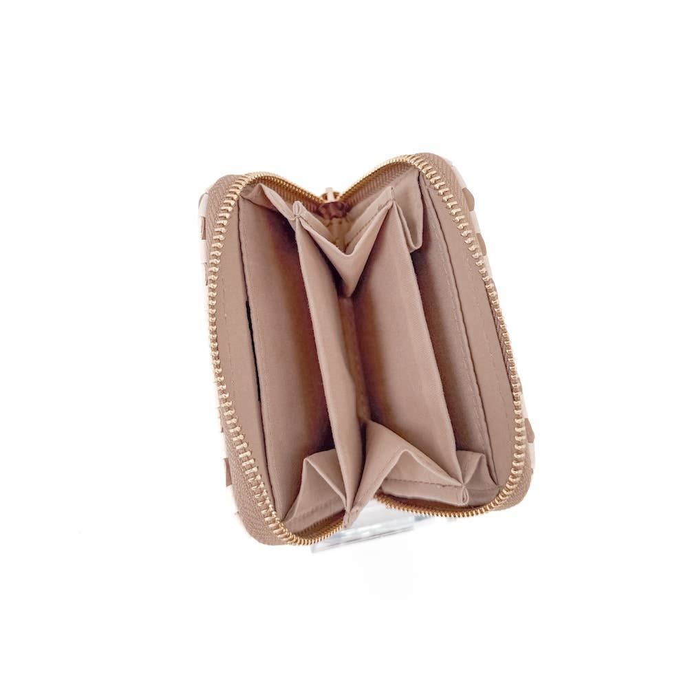 Wynona Woven Wallet: Checkered Coffee