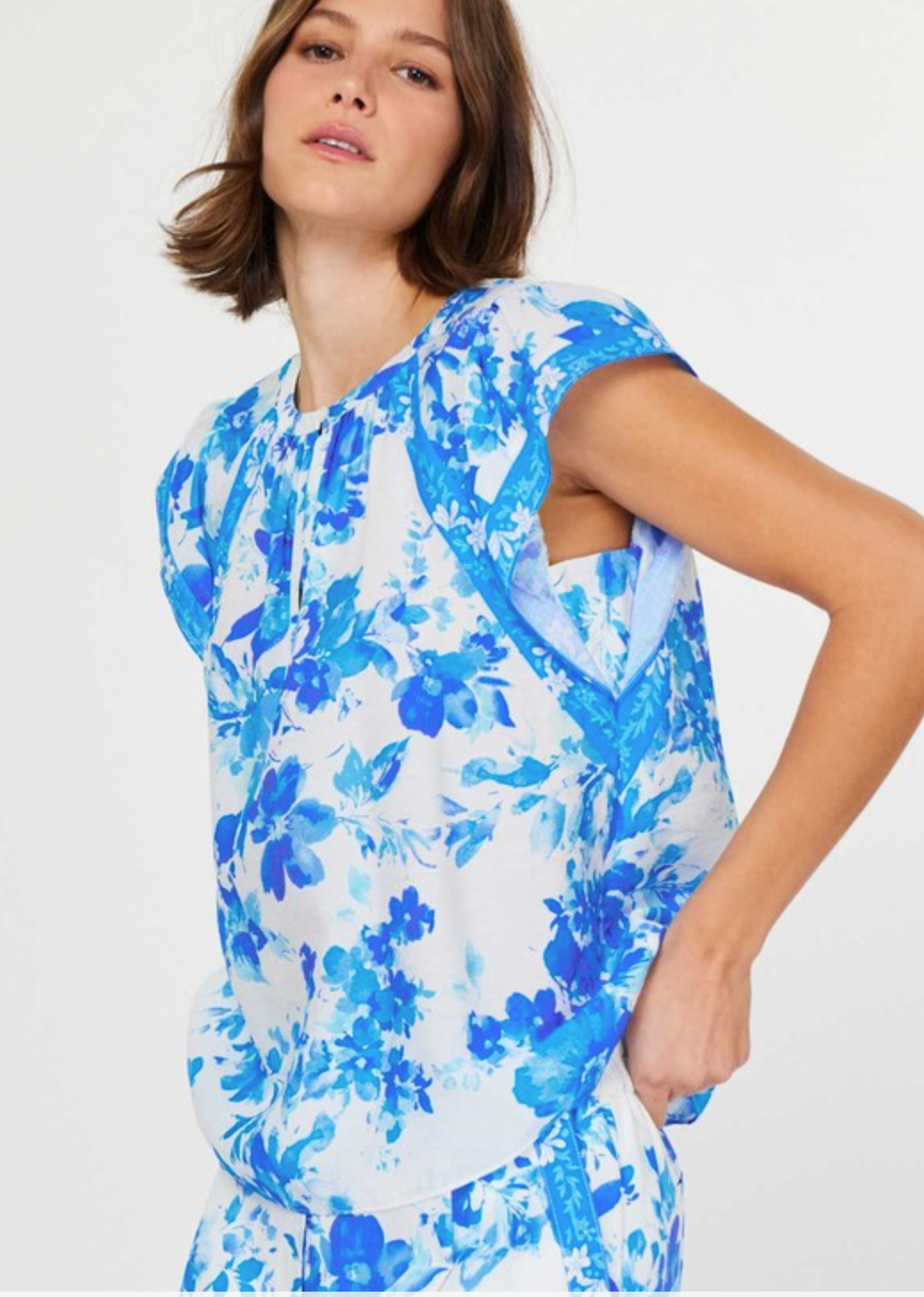 Short Sleeve Floral Blouse-CA