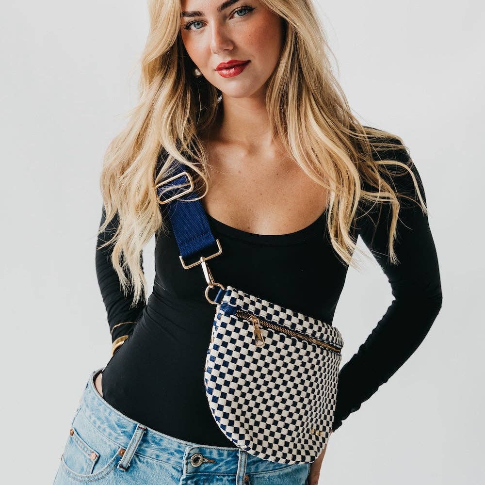 Westlyn Woven Bum Bag Checkered Black