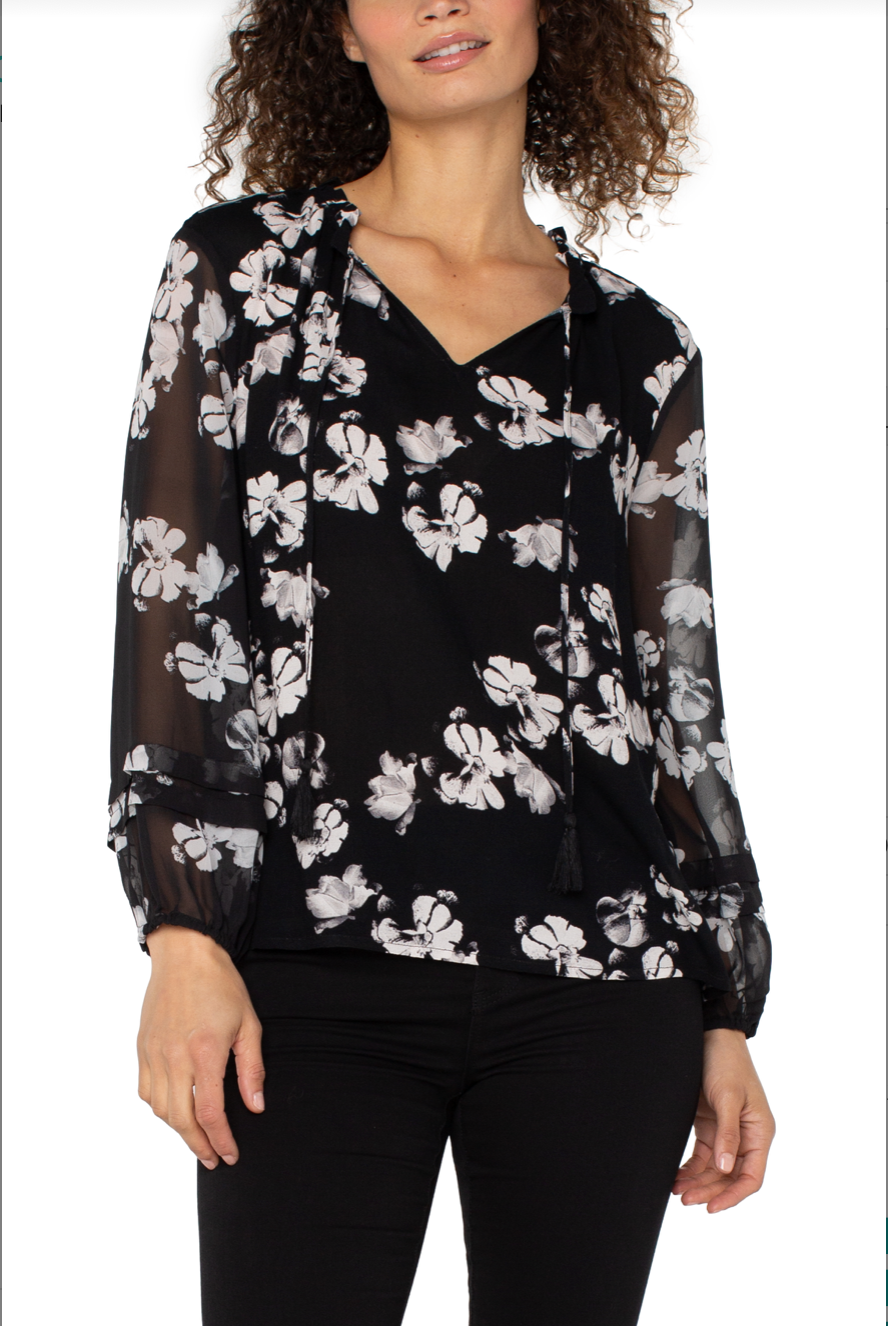 Liverpool Popover Shirred Woven Blouse