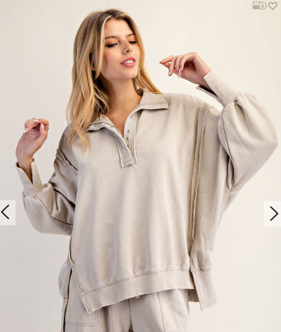 Snow Washed Long Sleeve Pull Over