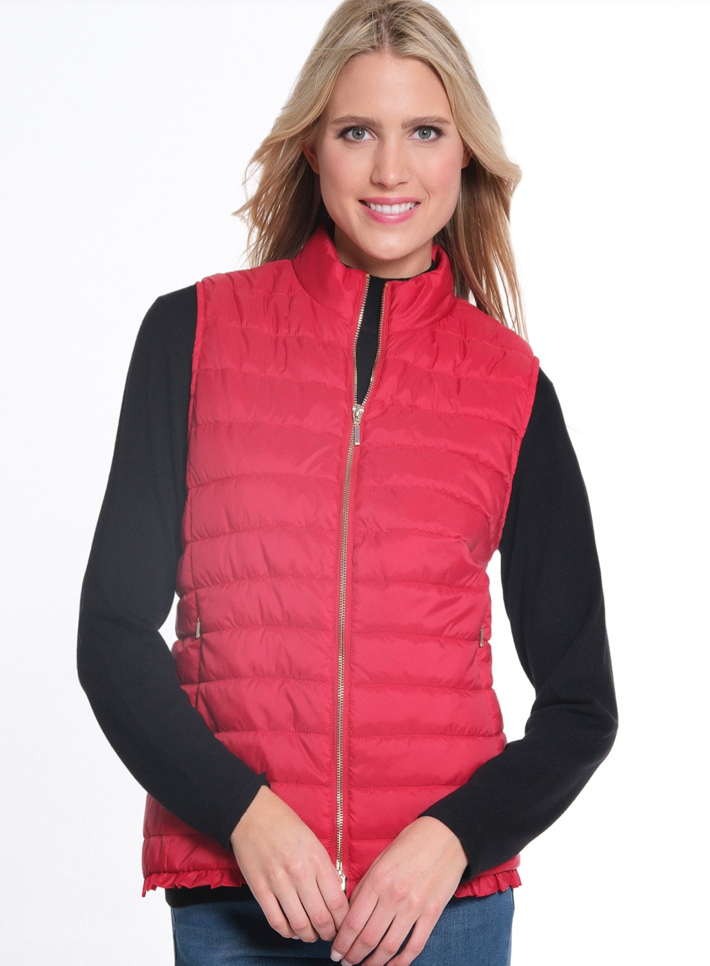 Multiples ZIP QUILTED VEST - Red