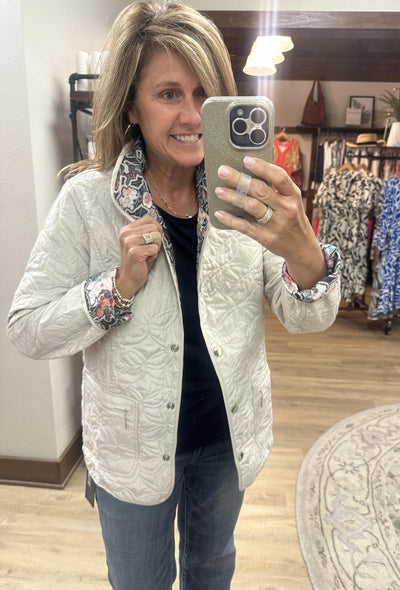Reversible Cream/floral Button up Jacket