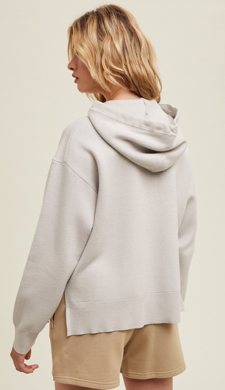 Hooded Sweater w/ side slit